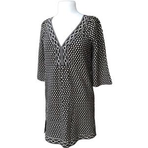 REBECCA TAYLOR Black White CAFTAN MINI DRESS! Size 6!